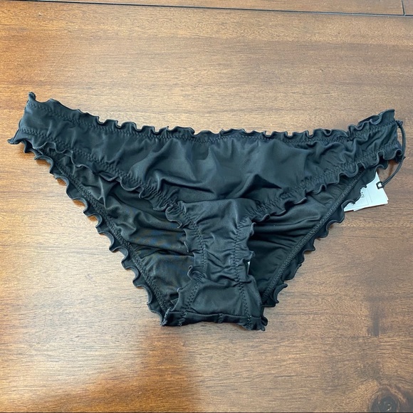 Ruffle Cheeky Black Bikini Bottom - Picture 2 of 7